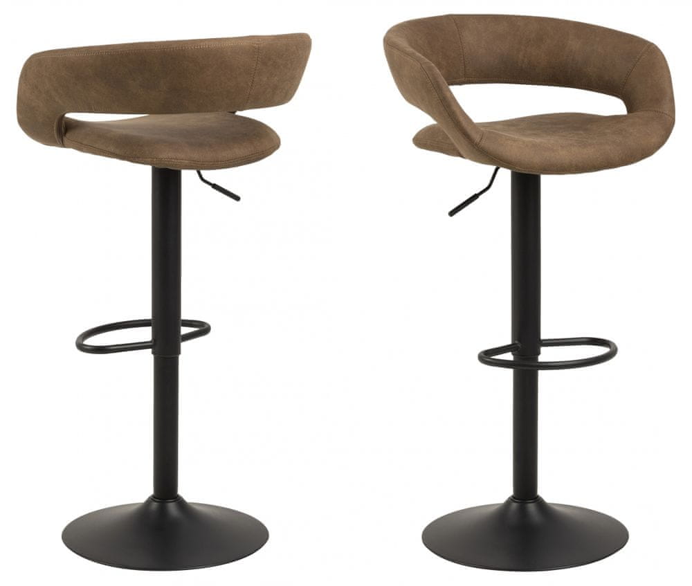 Design Scandinavia Barová stolička Grace (SET 2ks), tkanina, svetlo hnedá